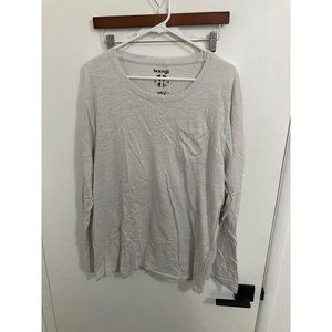 Kenji Mens Laundered Long Sleeved Pocket T-Shirt, Light Gray, Large